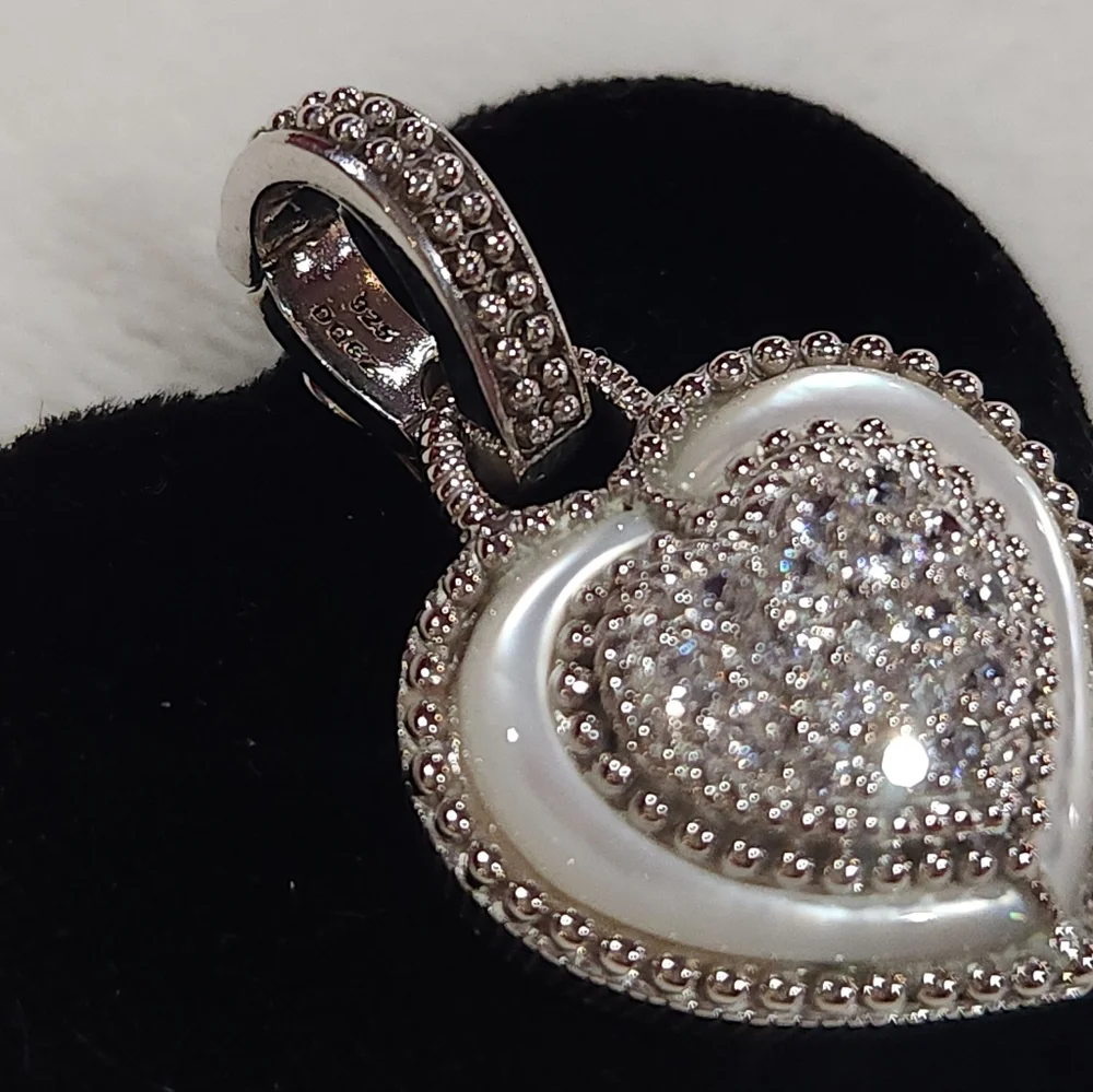 Judith Ripka Mother of Pearl & CZ Sterling Silver Pendant/Enhancer - Picture 2 of 10